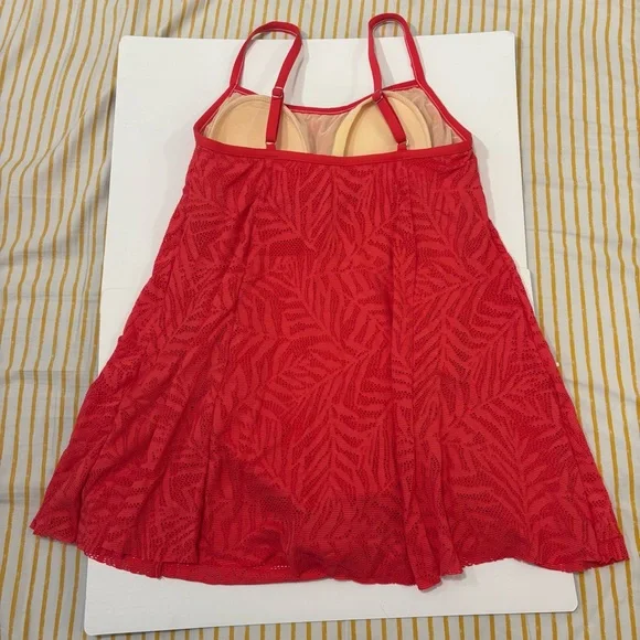 Swim Solutions Crochet Empire Tummy Control Swimdress One Piece Swimsuit - Picture 5 of 9